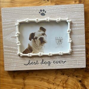 Elsa White and Tan Dog Picture Frame